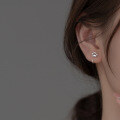 wholesale S925 silver cute cat paw print small ear hooks sweet girly heart ear stud earrings M02480-0-4