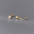 wholesale S925 Sterling Silver Minimalist Ins-style Threaded Stud Earrings with Diamond for Pierced Ears M03369-0-3