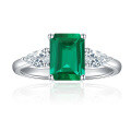 wholesale 925 Silver Gold-Plated 2-Carat Lab-Grown Emerald Ring in a Minimalist Street Style, as Worn by Live-Streaming Influencers-0-0