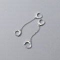 wholesale S925 silver double ear piercing chain ear clasp Korean style fashionable personalized lock clasp ear thread women's earrings M01732-0-3