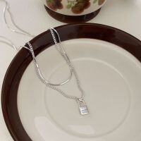 wholesale S925 Sterling Silver Double-Layer Snake Bone Chain Necklace for Women, Korean Spring and Summer New Style, Xiaohongshu Viral Stackable Collarbone Necklace-Sterling silver (length 37+5CM)