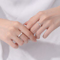 wholesale S925 Sterling Silver Moissanite Couple Rings, Unisex Plain Silver Bands, Minimalist Matching Rings for Valentine's Day Gift-0-3
