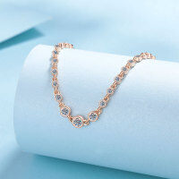 wholesale S925 Sterling Silver Minimalist yet Stylish Unisex Champagne Gold Round Moissanite Bracelet-87 points Moissanite (Champagne Gold)  925 Silver