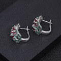 wholesale 925 Silver Gemstone Inlaid Rose Stud Earrings, Luxurious and High-End Design, Natural Elegance Collection-0-2