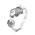 wholesale S925 silver retro antique-style Fu character koi ethnic fashion creative design open ring-0-4