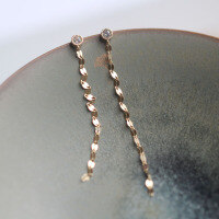 wholesale 14K Gold Eros Tassel Small Zircon Long Ins Goddess Super Sparkly Elegant Stud Earrings-14K per price