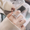 wholesale S925 silver wide multi-layer hollow irregular buckle open ring, trendy and stylish ins-style index finger ring-0-3