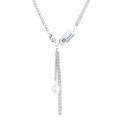 wholesale S925 Sterling Silver Korean-style Layered Chain Pearl Tassel Engraved Rectangular Pendant Fashion Niche Design Collarbone Necklace-0-4