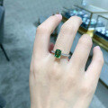 wholesale S925 Silver New Design High-Carbon Emerald Green Diamond Ring, Elegant and Skin-Brightening Ring-0-0