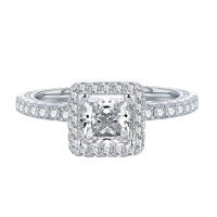 wholesale 925 Silver New Jewelry Princess Square 6*6 High Carbon Diamond Precision Full Diamond Micro-Paved Ring-R399 White Diamond>No. 6