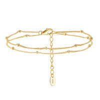 wholesale S925 silver fashion double-layer starry sky bracelet, trendy and stylish women's hand chain-Electroplated gold 1.7g>925 silver