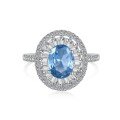 wholesale S925 Sterling Silver Cross-Border European and American Women's Small Minimalist Luxury Elegant High-End Blue Ice-Cut Zircon Ring for Women-0-11