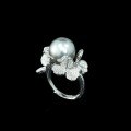 wholesale 925 Silver Gold-Plated Ring with High Carbon Diamond, Shell Pearl, and Seagull Gray Four-Leaf Clover-0-2