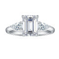 wholesale 18k Gold Plated Silver, 6*8mm Emerald Cut Full Moissanite Ring, Hot Sale on TikTok Cross-Border Live Streaming by Yuntong Jewelry-0-0