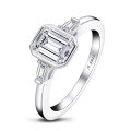S925 Sterling Silver Square Zircon Ring, Cross-border Supply, Flashy & Minimalist Style-0-20
