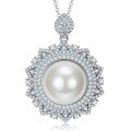 wholesale Metal material first: Mu Jing Jewelry new 16mm pearl necklace for women with 8-carat luxurious sunflower pendant-0-5