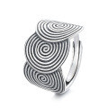 wholesale S925 Silver Retro Vintage Wide Three-Barrel Large Spiral Creative Design Trendy Open Ring-0-4