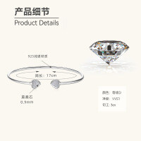18K Gold Plated S925 Silver Moissanite Water Drop Bangle for Cross-Border Live Streaming-Heart-shaped bracelet [White Gold - Inner Diameter 55mm]  925 Silver