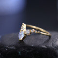 wholesale S925 Sterling Silver Plated Natural Creamy Blue Moonstone Ring, Indie Design Jewelry-0-3