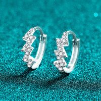 S925 Sterling Silver Lightning Wave ECG Earrings with Moissanite-26.4 points for Mozambique  925 silver