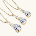 S925 Silver D Color Moissanite Classic Halo Pendant Necklace-0-20