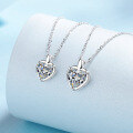 wholesale S925 Sterling Silver Women's Simple Heart-shaped Moissanite Necklace Sweetheart Pendant Collarbone Chain-0-2