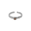 wholesale S925 Sterling Silver Korean Version Minimalist Design Micro-Paved Zircon Textured Open Ring for Women-0-5