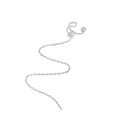 wholesale S925 Sterling Silver ET425 Korean Version Ins Niche Design Minimalist Versatile C-shaped Long Fringe Ear Clip for Non-Pierced Ears-0-5