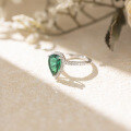 wholesale S925 Sterling Silver Hot Selling AliExpress Water Drop Cultivated Emerald Bezel-Set Moissanite Ring for Women-0-5