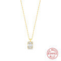 wholesale S925 Sterling Silver Square Pendant Diamond Inlaid Elegant Commuter Collarbone Necklaceins-0-5