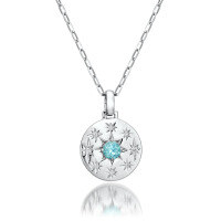 wholesale S925 Silver Druzy Necklace with a Light Luxury Hexagram Star Design and Surrounding Detailing-Apatite Necklace 925 Silver