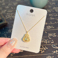 S925 Sterling Silver K Gold Pendant Necklace with Gourd and Plain Pi-0-1