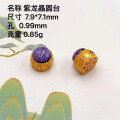 wholesale S925 gold-plated silver metal, natural Charoite round platform hand tag, spacer beads accessories, bracelet necklace DIY semi-finished products-0-3