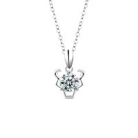 S925 Sterling Silver Moissanite Zodiac Necklace for Women-Taurus (April 20 - May 20) (White Gold)  1-carat Moissanite