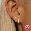 wholesale S925 Sterling Silver Classic Eight-Pointed Star Zircon Ear Hoop and Stud Earring Set,-0-3