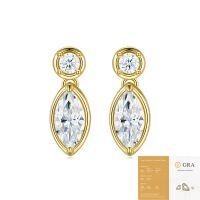 925 Silver Gold Ins Style Hypoallergenic Moissanite Luxury Earrings Wholesale-Moissanite 5*10mm + 3.5mm (with GRA certification)  925 Silver