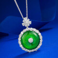 wholesale S925 silver with new emerald-green imperial jadeite pendant and adjustable green chalcedony necklace from Mu Jing Jewelry-0-1