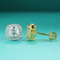 925 Sterling Silver Hip-Hop American Style Moissanite Square D Color Unisex Earrings-0-0