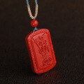 wholesale Metal material with certificate high-content cinnabar pendant red jade peace plaque antique style birth year necklace pendant-0-2
