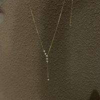 wholesale S925 Sterling Silver Y-shaped Pendant Necklace with Zirconia and Fringe, Exquisite, Sweet, Niche, and High-end Delicate Choker-Gold>925 silver