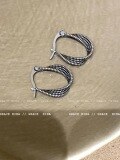wholesale Sterling silver twisted hoop earrings for women, antique silver finish, retro, niche design, minimalist, elegant,ear cuff studs ins-0-1