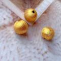 wholesale Sterling Silver Gold-Plated Brushed Round Beads DIY Bracelet Necklace Accessories Spacer Beads Lucky Beads Handmade Cord Loose Beads-0-5