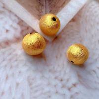 wholesale Sterling Silver Gold-Plated Brushed Round Beads DIY Bracelet Necklace Accessories Spacer Beads Lucky Beads Handmade Cord Loose Beads-10 mm each