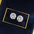 wholesale S925 Silver Mu Jing Jewelry Cross-Border Fast-Selling Classic One-Carat Round Stud Earrings Fashion Item-0-5