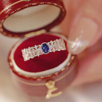 wholesale S925 Sterling Silver Red Elk Vintage Sapphire Ring, Exquisite, Fashionable, Elegant, Elongating, and Bohemian Style Women's Ring-BZ0004-White Gold US Size 6