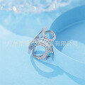 wholesale S925 Sterling Silver Novel European-style Hollow-Out Full Diamond Letter Ring for Women, Fade-Resistant-0-2