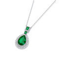 wholesale S925 Silver Fantasy Pendant with Chain, Lab-Created Emerald Gemstone Jewelry, In-Stock Silver Necklace-0-4