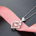 wholesale S925 Sterling Silver Diamond-Encrusted Necklace, Creative Design Pendant, Women's Rhombus Patchwork Collarbone Chain-0-2