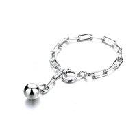 wholesale S925 Sterling Silver Beaded Chain Spring Adjustable Ring, Ins Design Elegant Women's Ring-400FJ/approx. 1g Opening adjustable