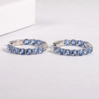 wholesale 925 Silver European-style Zircon Cultured Ruby Synthetic Turquoise Hoop Earrings Fashionable and Unique Gemstone Earrings-Tanzanite glass earrings>925 silver